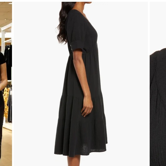 Madewell Lightspun Tiered Button Front Midi Dress - Picture 2 of 9